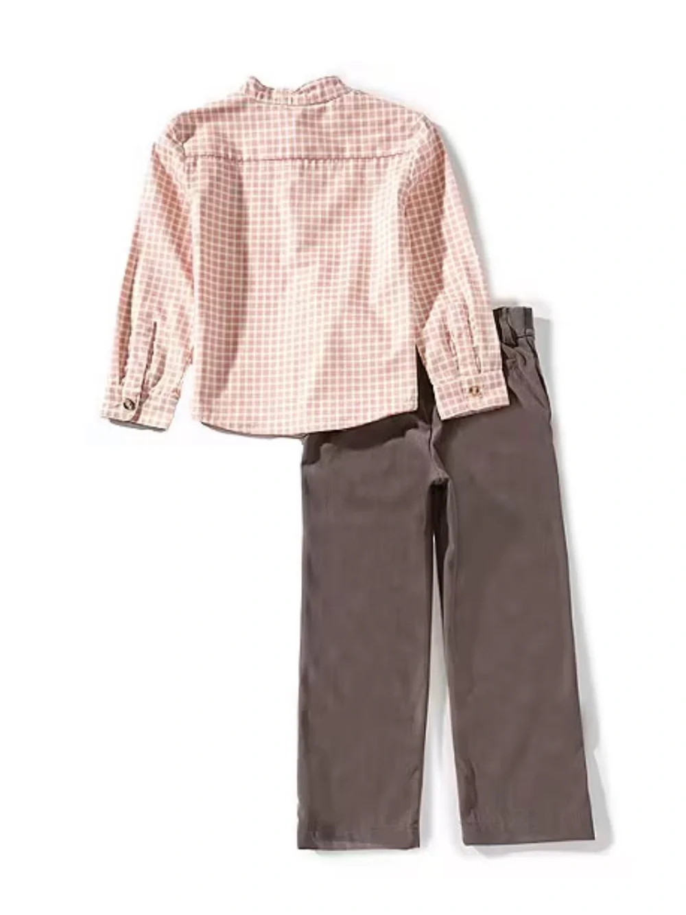Edgehill Collection Boys Check Mandarin Collar Long Sleeve Shirt & Pants 4T